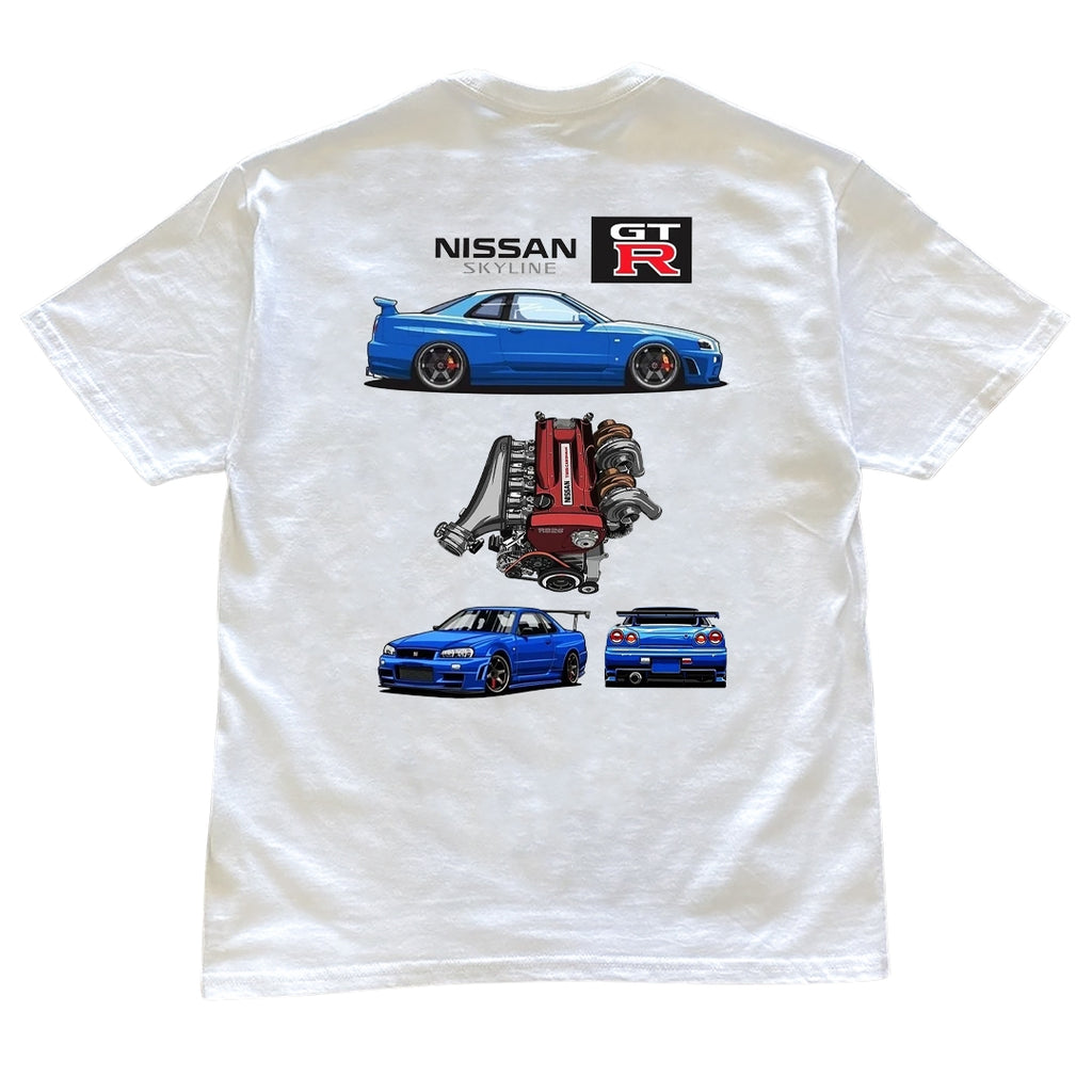 【原宿限定】LBWK Sunrise R34 Tシャツ ホワイト XLサイズ JAPANESE BRAND DOUBLEFOCUS X NISSAN SKYLINE GTR T-SHIRT | eBay